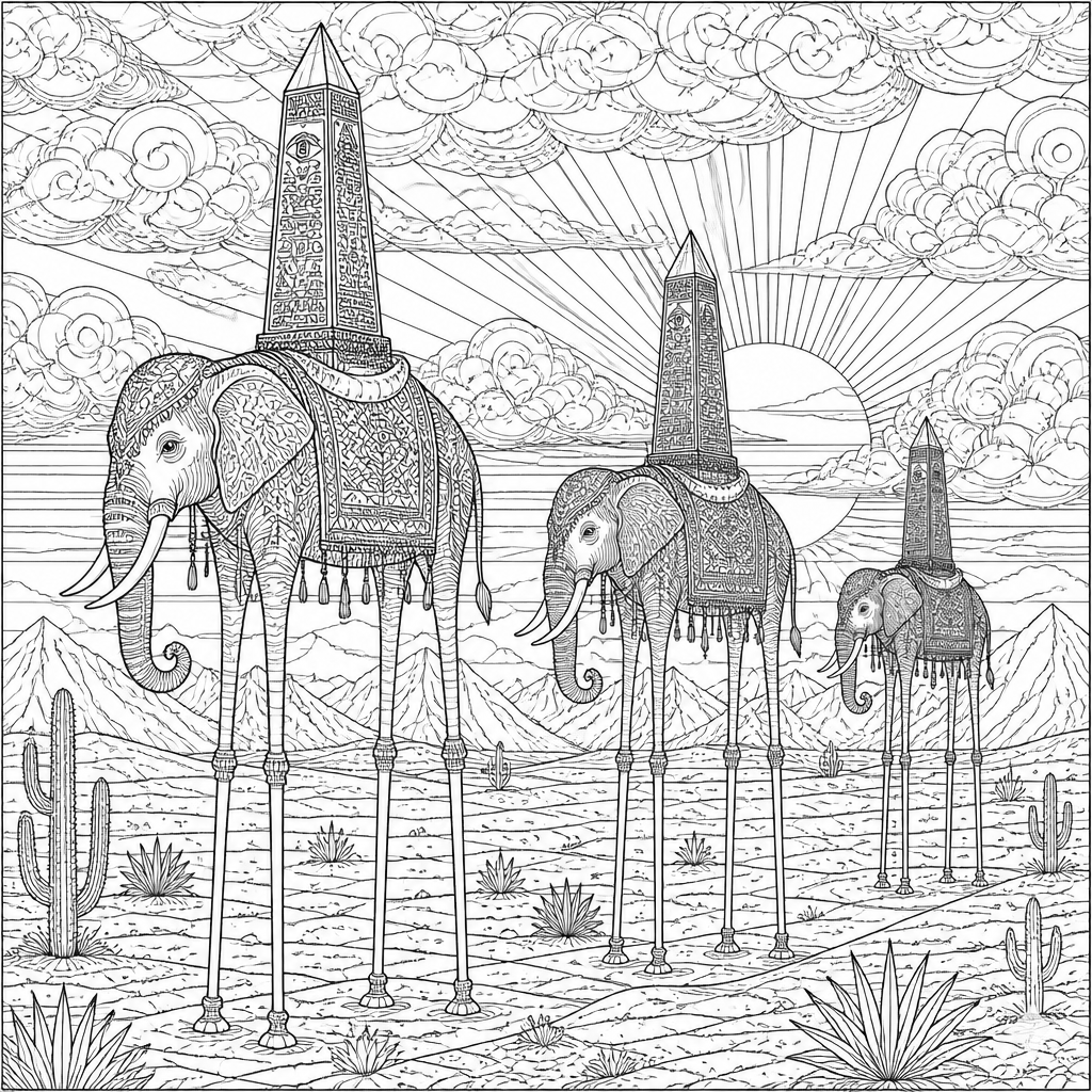 Elephants on Stilts (after Dalí)