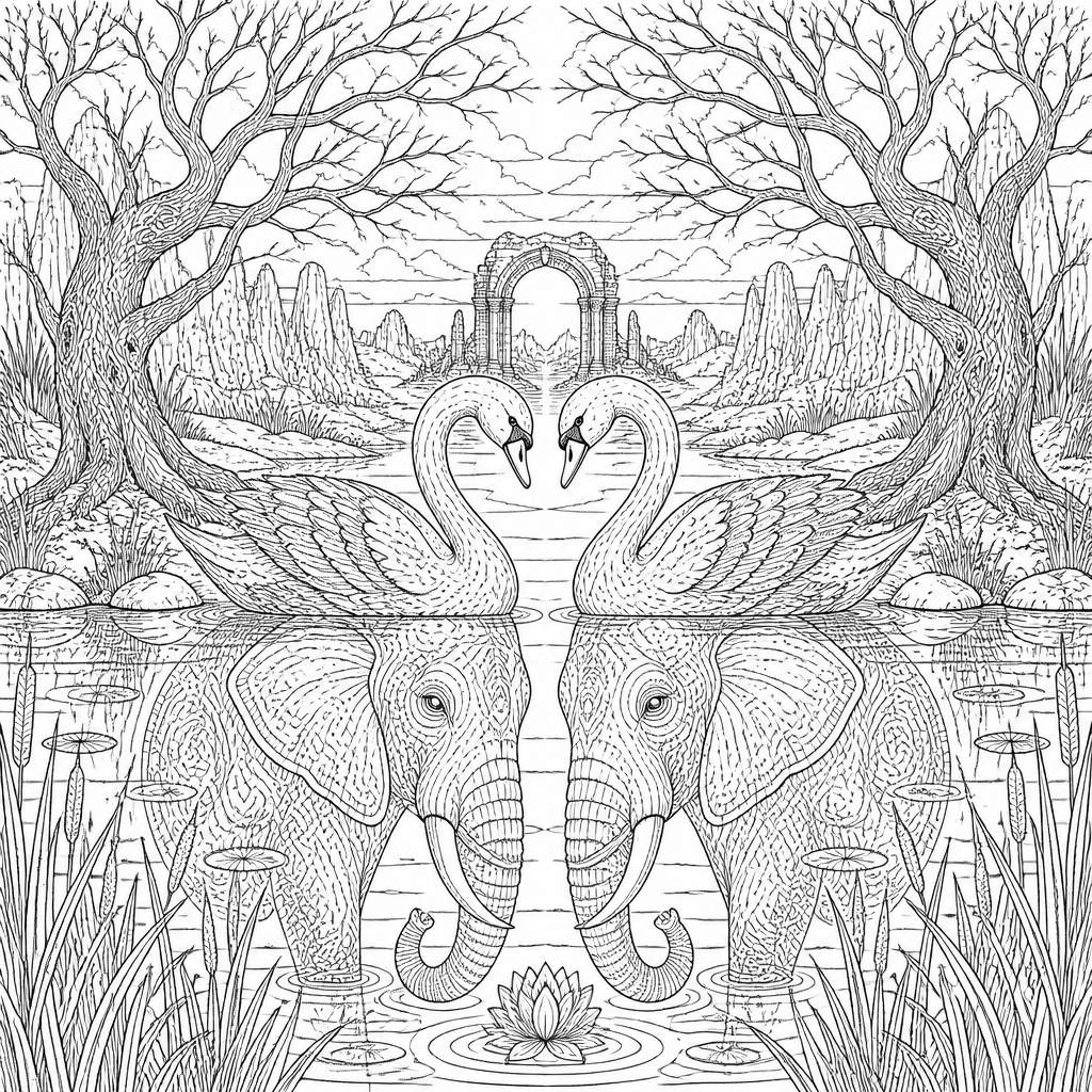 Swans Reflecting Elephants (after Dalí)