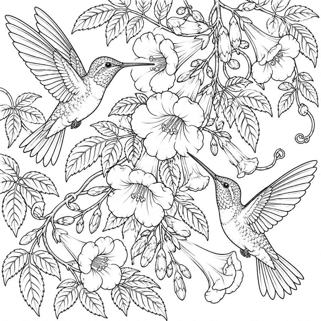 Trumpet Vine Hummingbirds