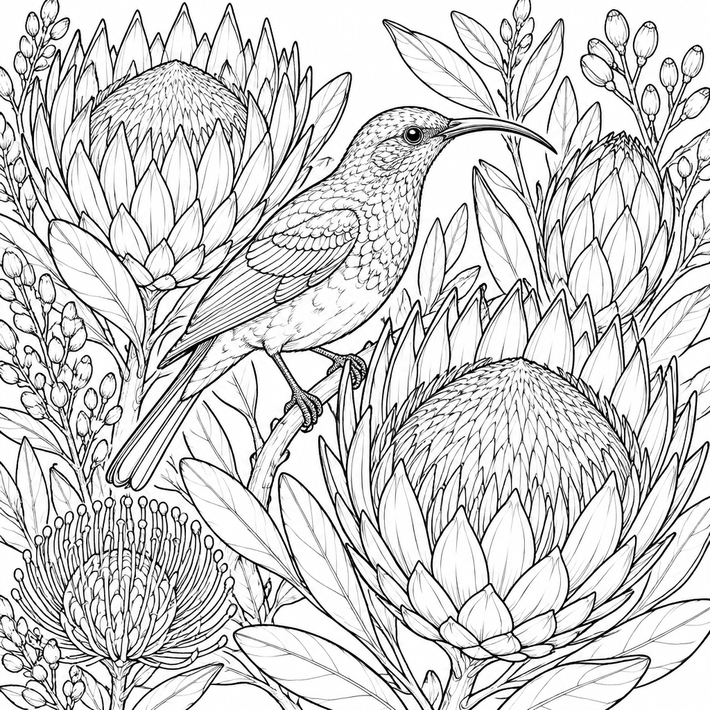 Sunbird in the Protea Garden