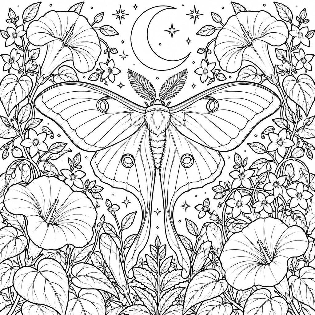 Luna Moth Moon Garden