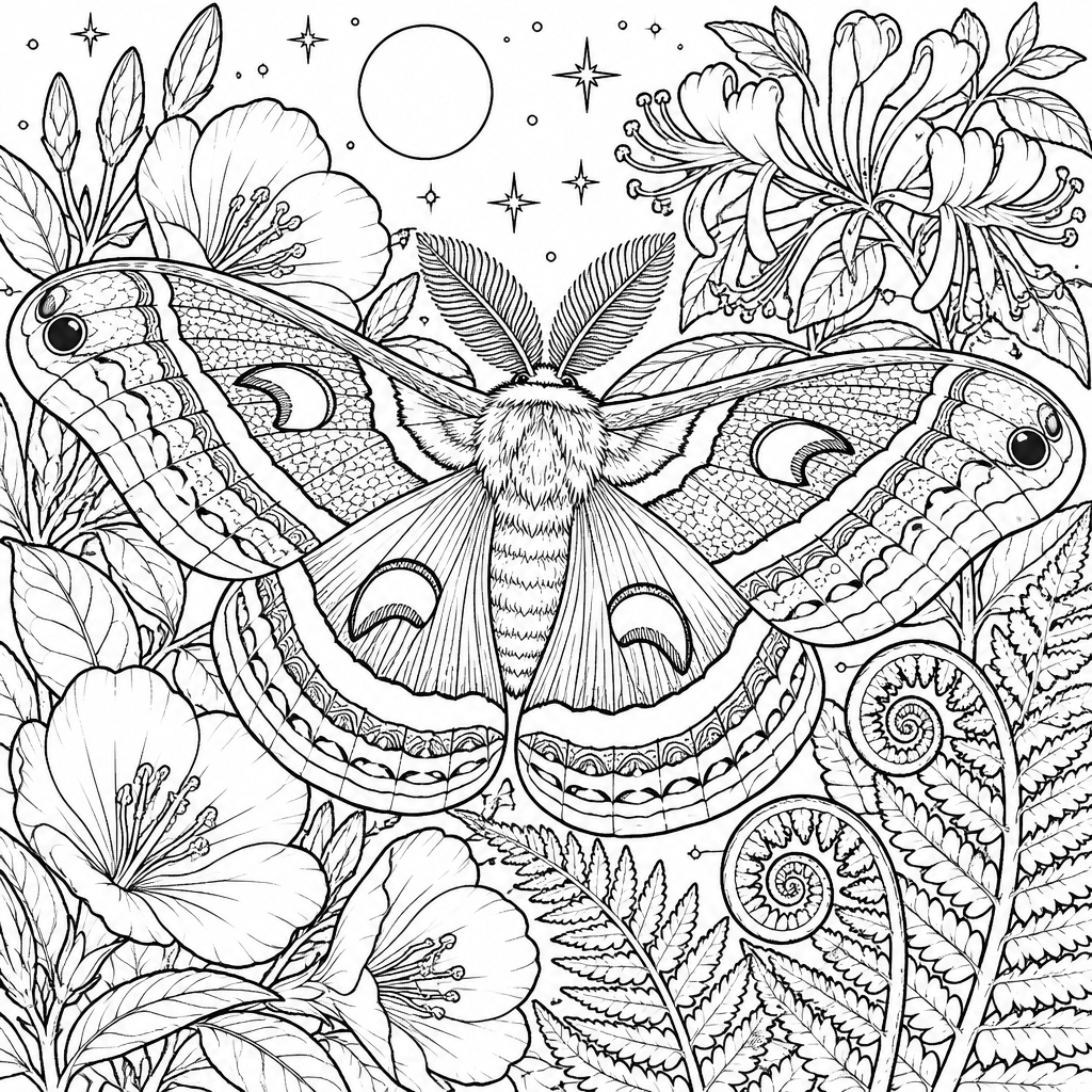 Cecropia Moth and Night Blooms