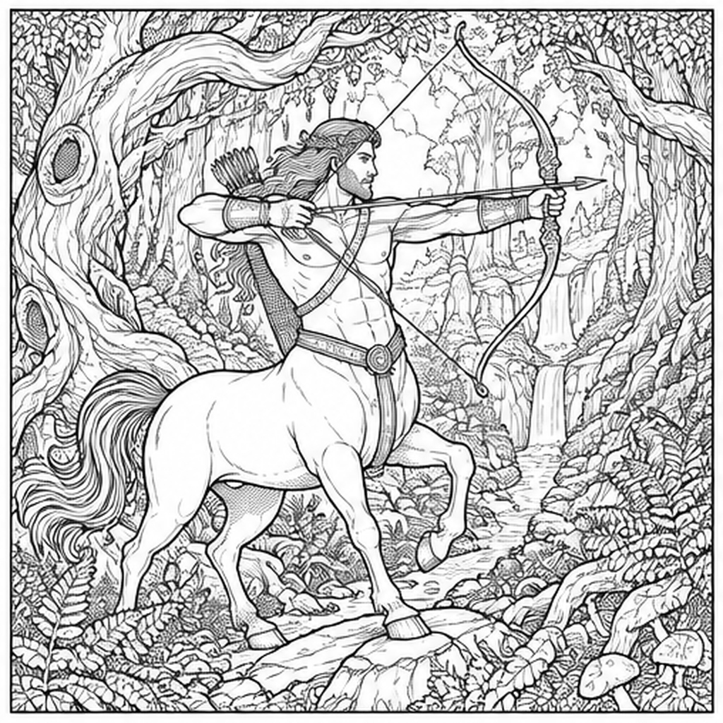 Centaur of the Ancient Forest colour by number page