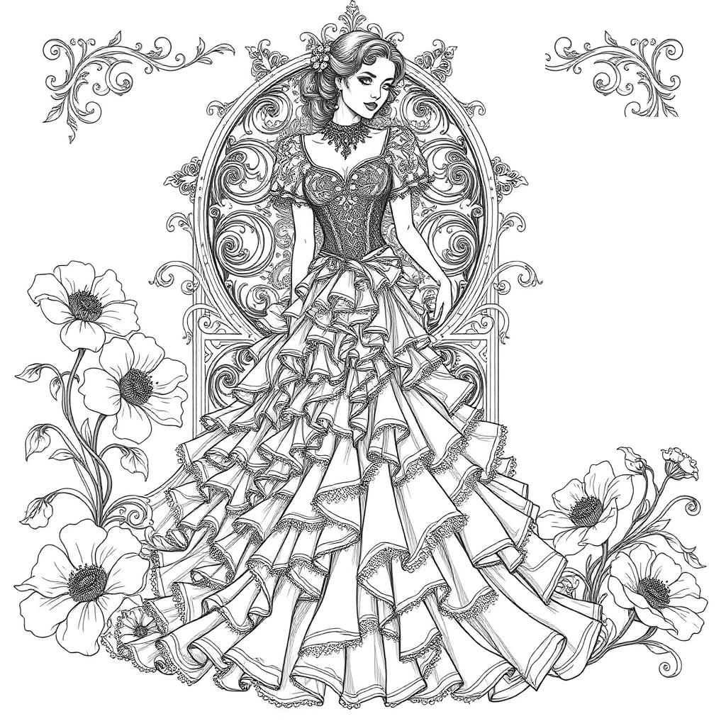 Ruffled Evening Gown