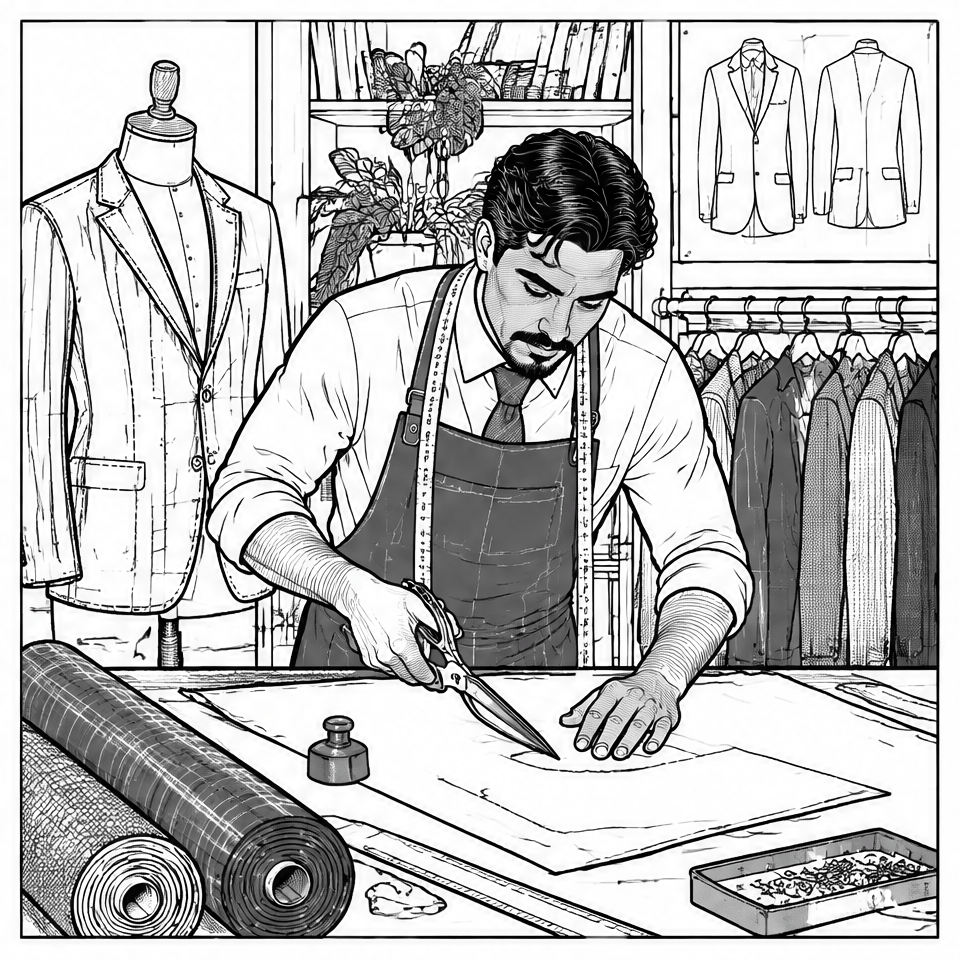 Menswear Tailor free printable coloring page