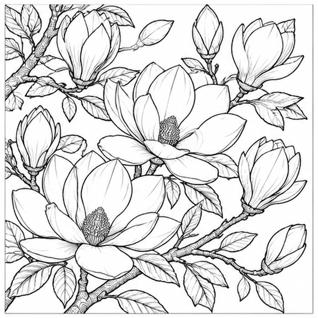 Magnolia Branches in Bloom
