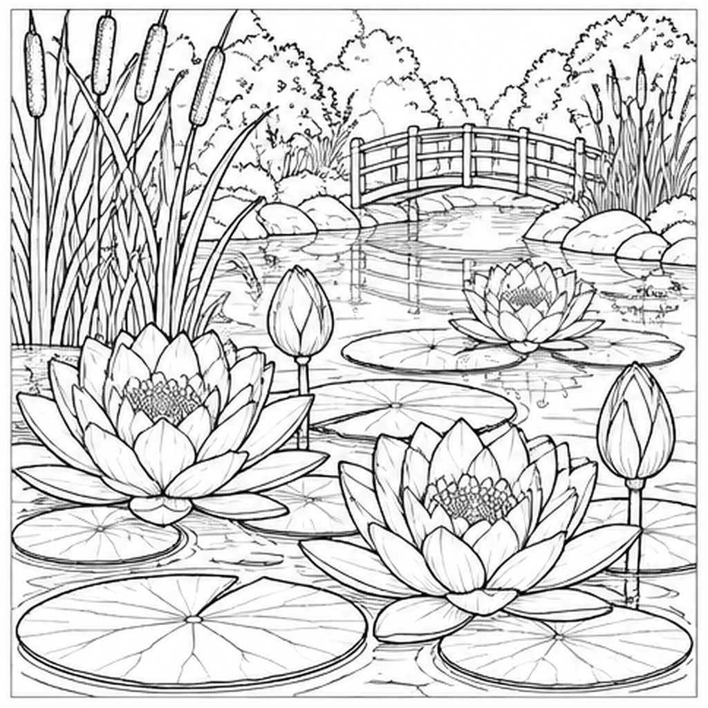 Lotus Pond and Water Lilies