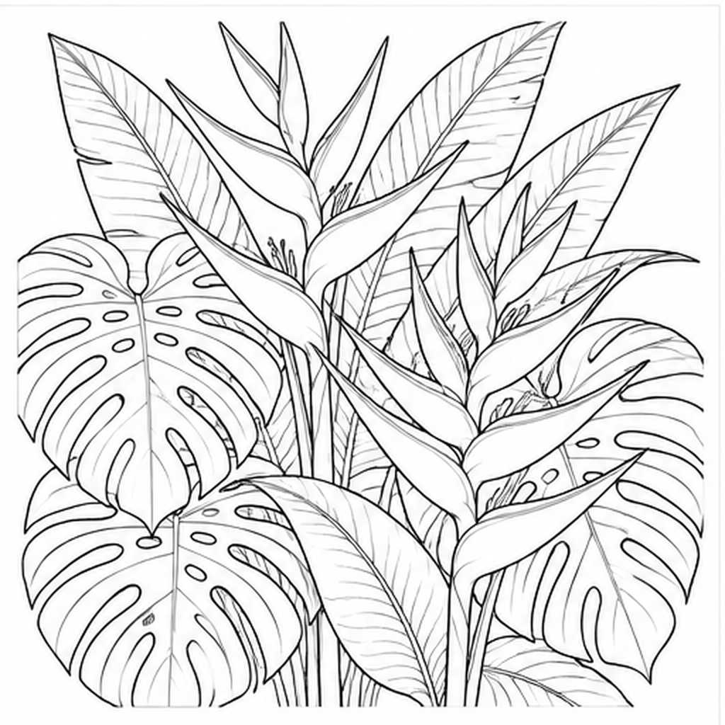 Tropical Heliconia Leaves
