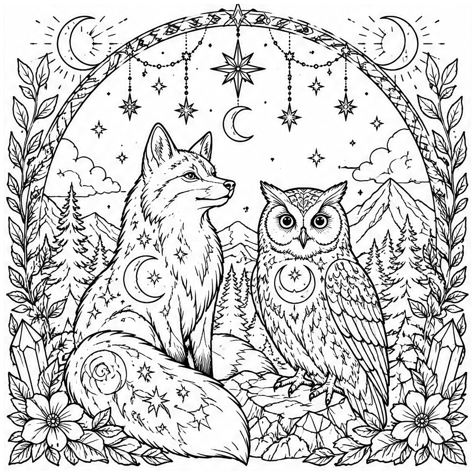 Celestial Fox and Owl