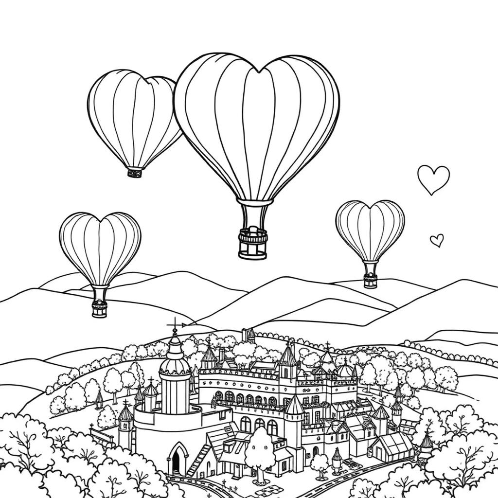 Heart Balloons line art, colored with the Autumn Market palette