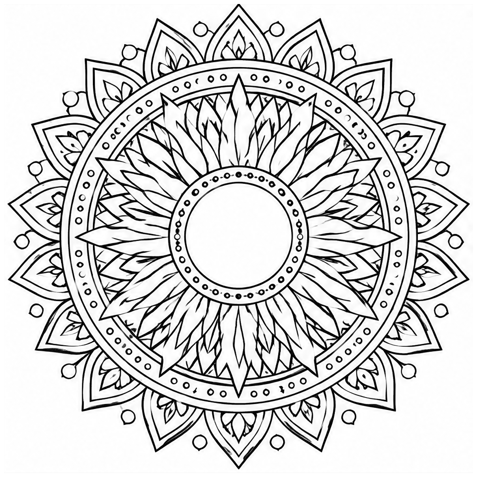 Sunburst Mandala free printable coloring page