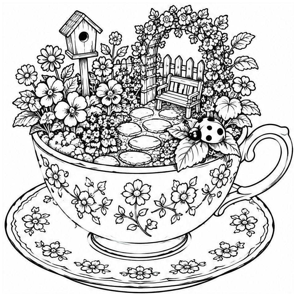 Teacup Flower Garden
