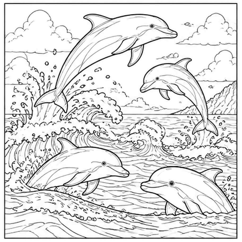 Dolphins in the Waves
