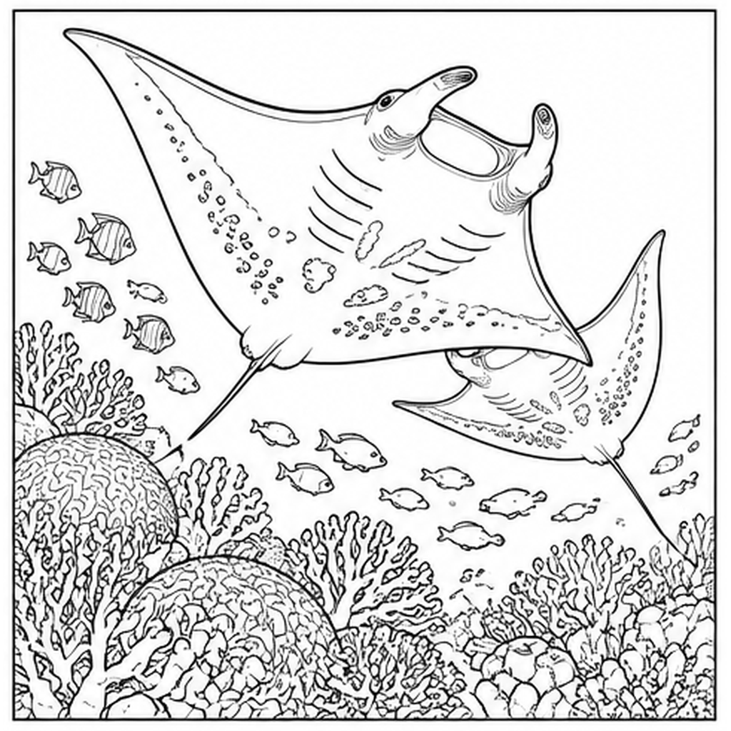 Manta Rays over the Reef