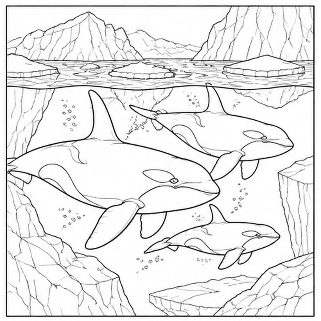 Orca Family beneath the Ice