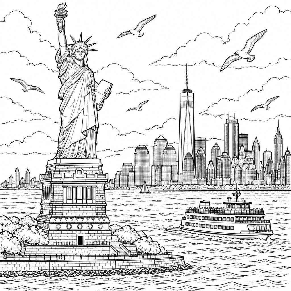 Statue of Liberty and New York Harbor