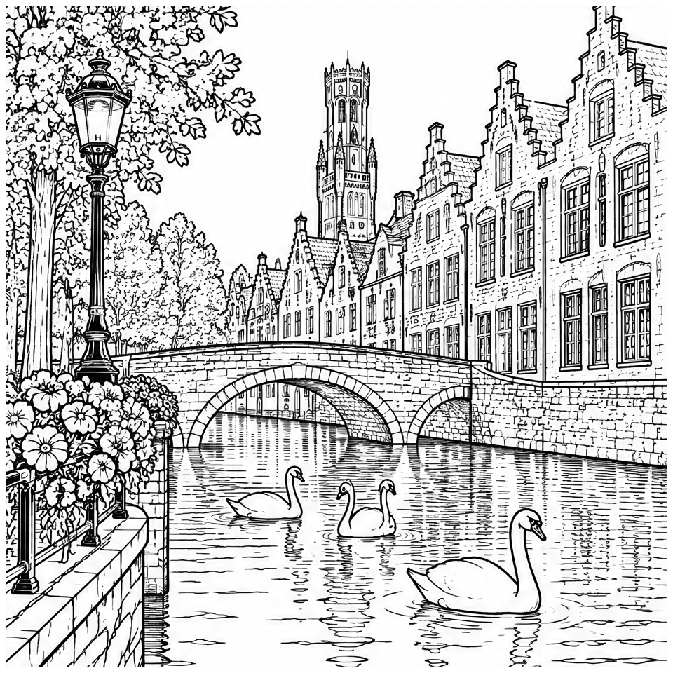 Bruges Canal Swans