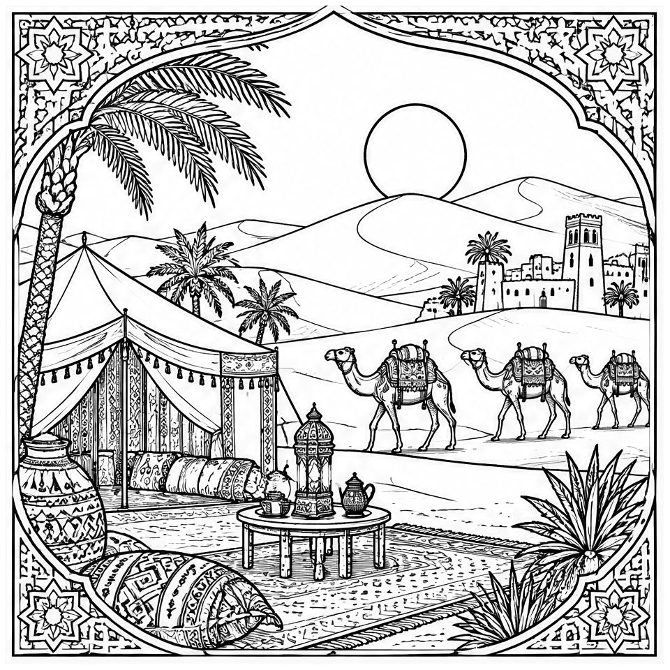 Desert Camp Camels