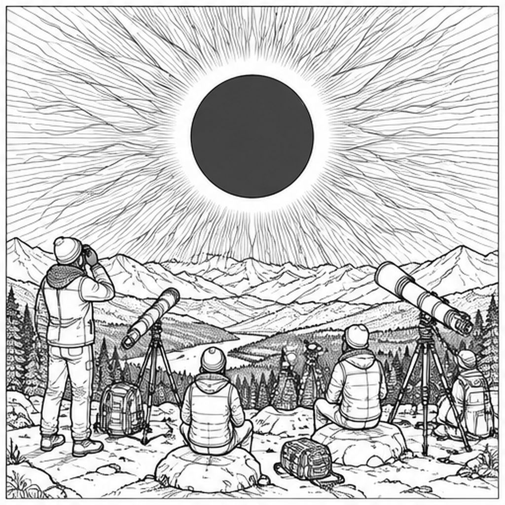 Total Solar Eclipse colour by number page