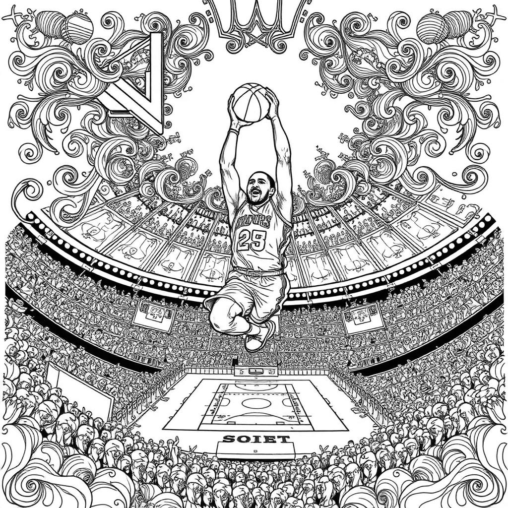 Slam Dunk Arena line art, colored with the Spice Market palette