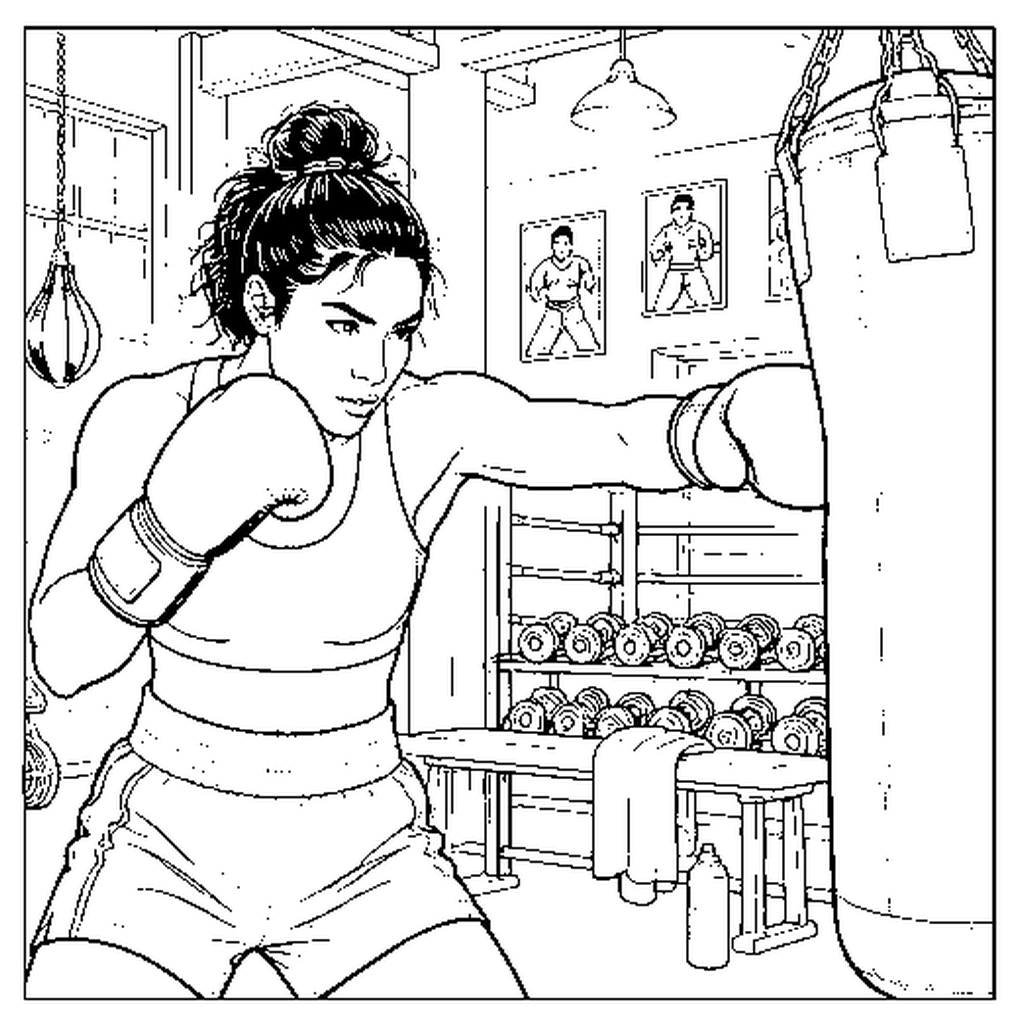 Women's Heavy Bag Training free printable coloring page