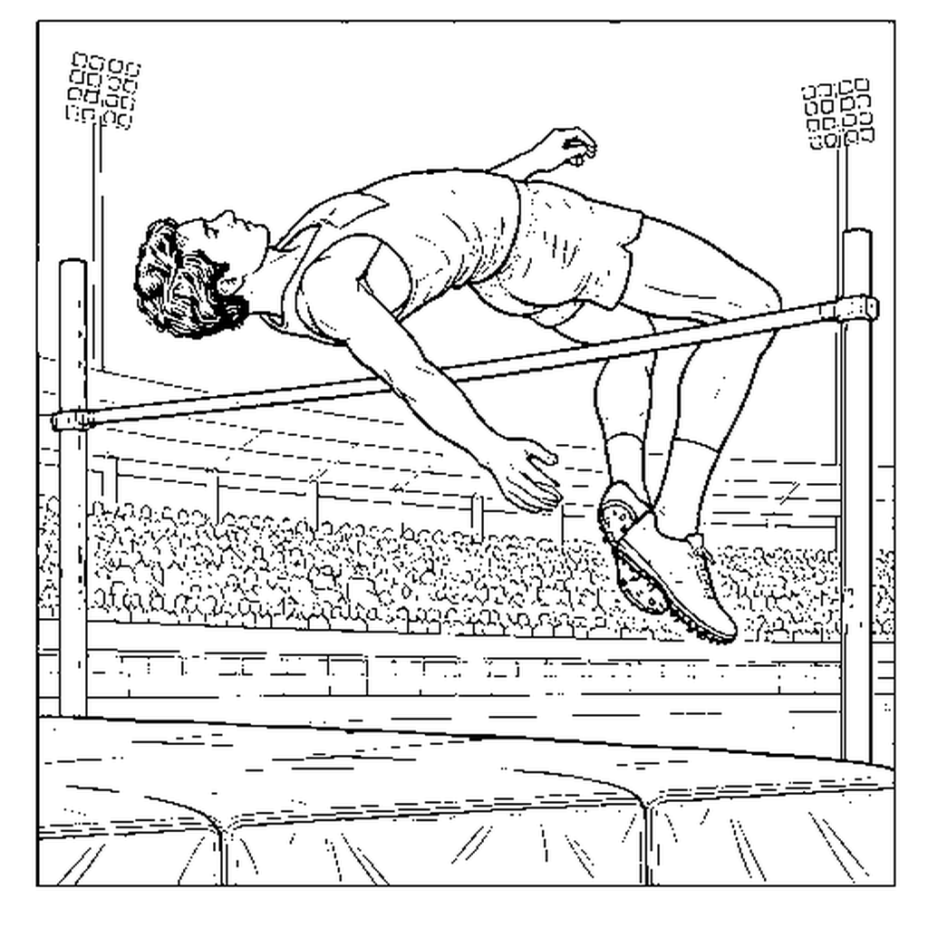 Men's High Jump Clearance line art, colored with the Amber complementary palette