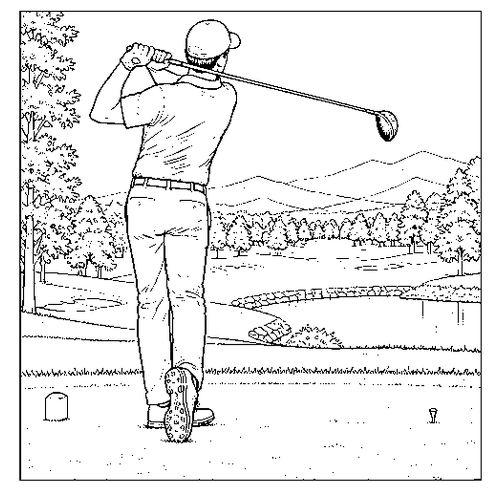 Men's Mountain Tee Off line art, colored with the Sky split complement palette