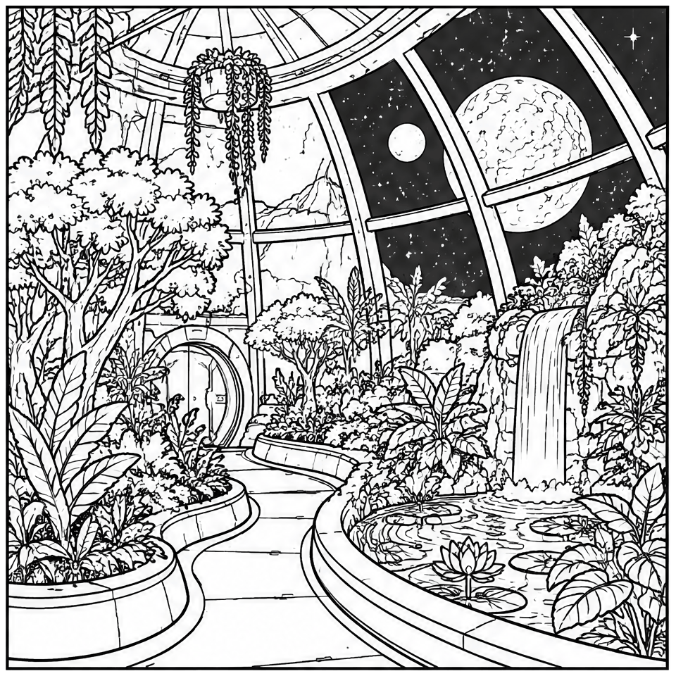 Starship Conservatory colour by number page