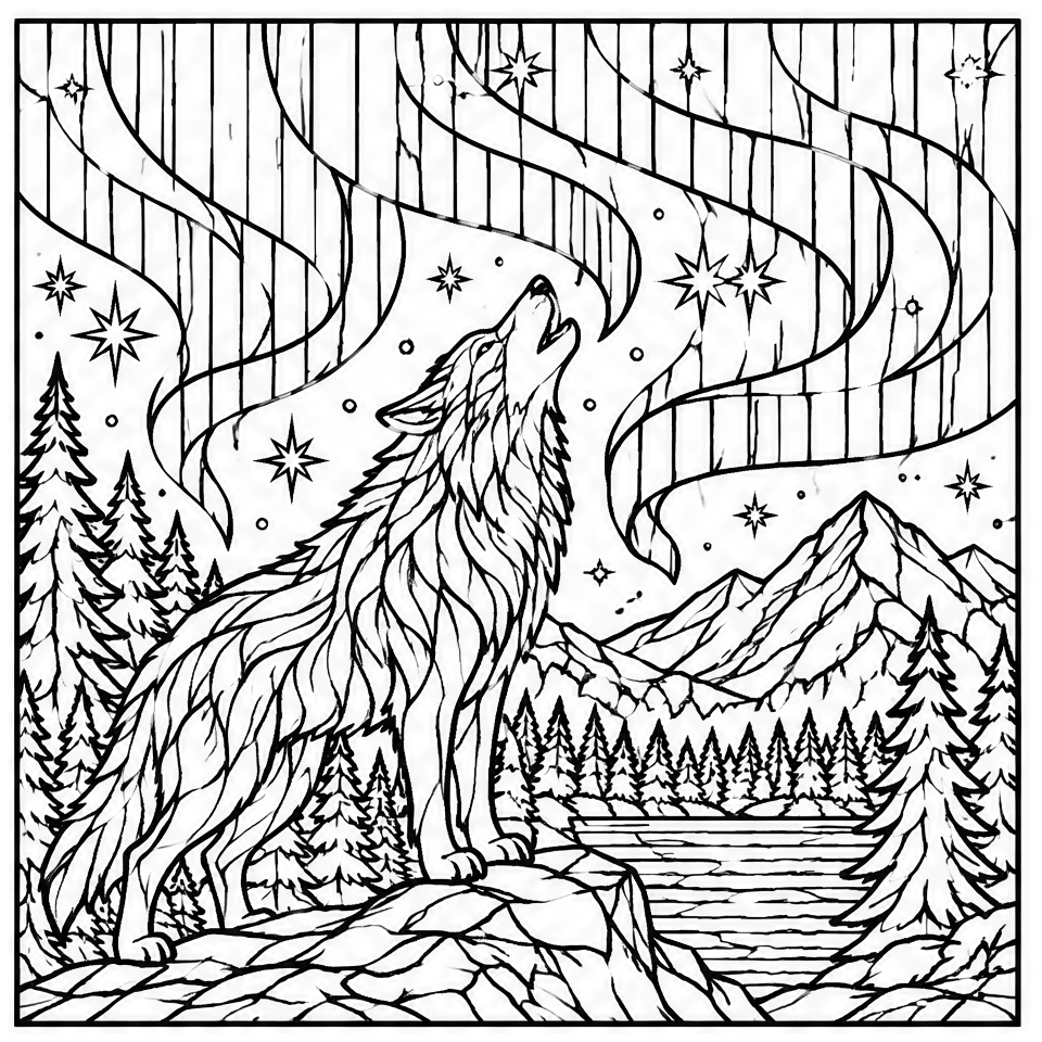 Northern Lights Wolf