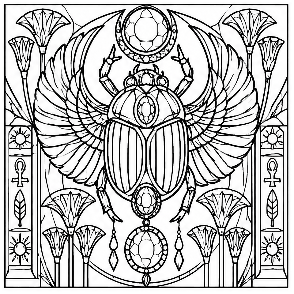 Jeweled Scarab free printable coloring page