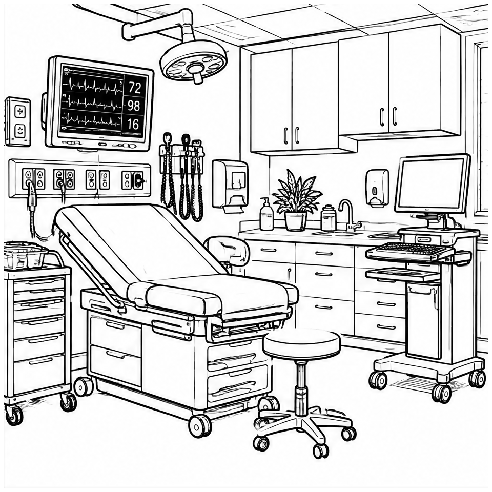 Modern Medical Clinic free printable coloring page