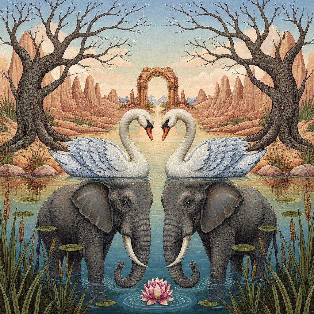 Full-colour reference for Swans Reflecting Elephants (after Dalí)