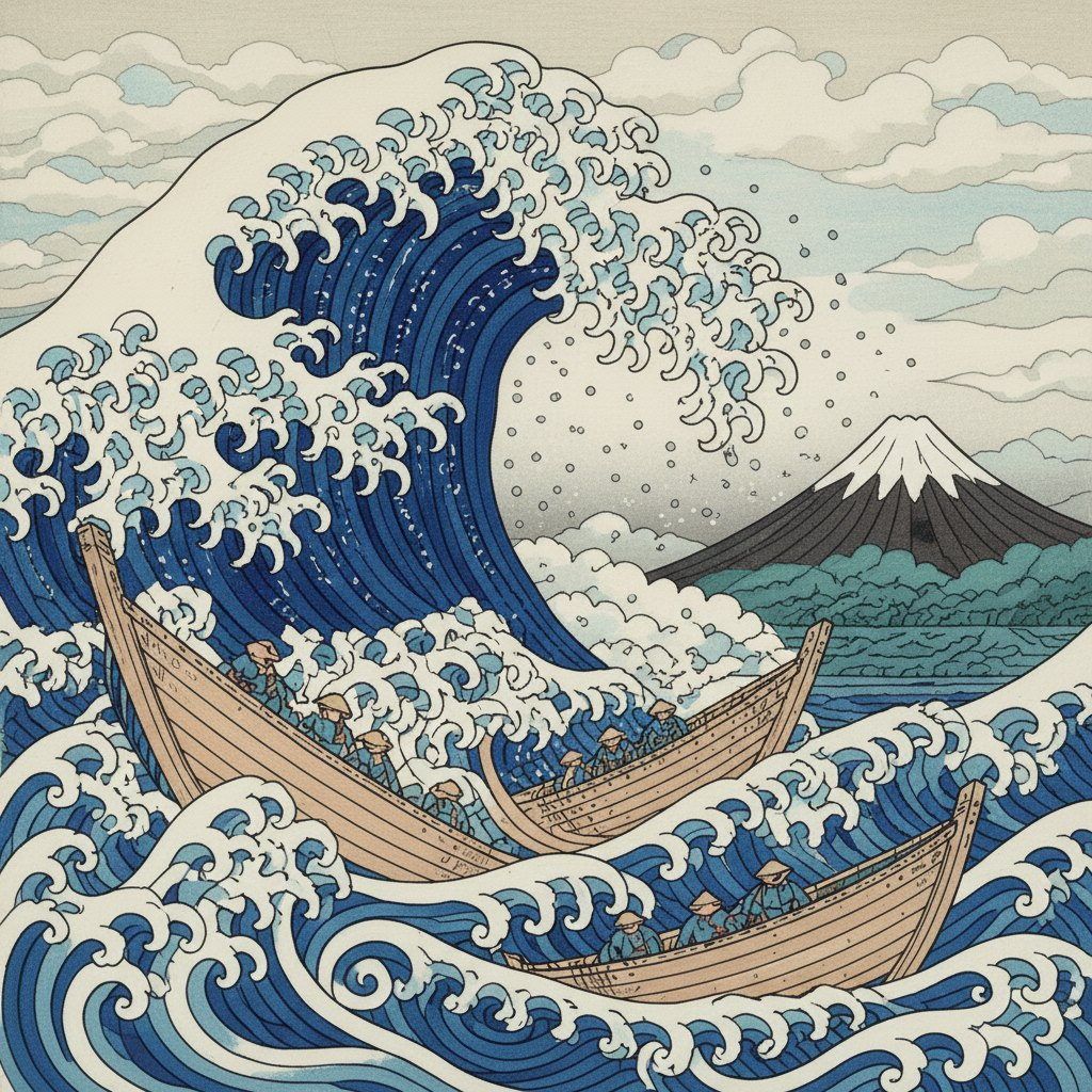 Full-colour reference for The Great Wave (after Hokusai)