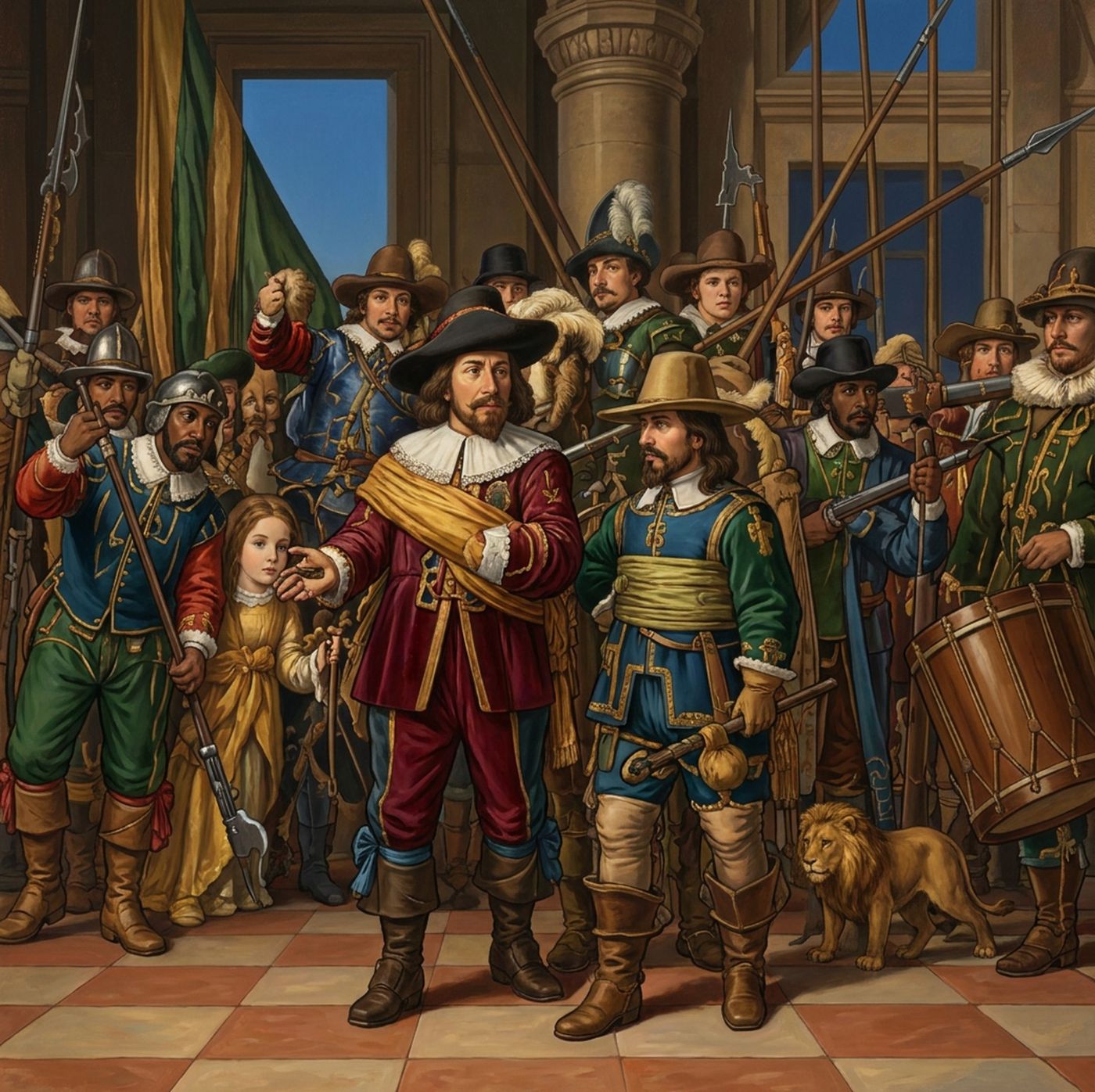 Full-colour reference for The Night Watch (after Rembrandt)