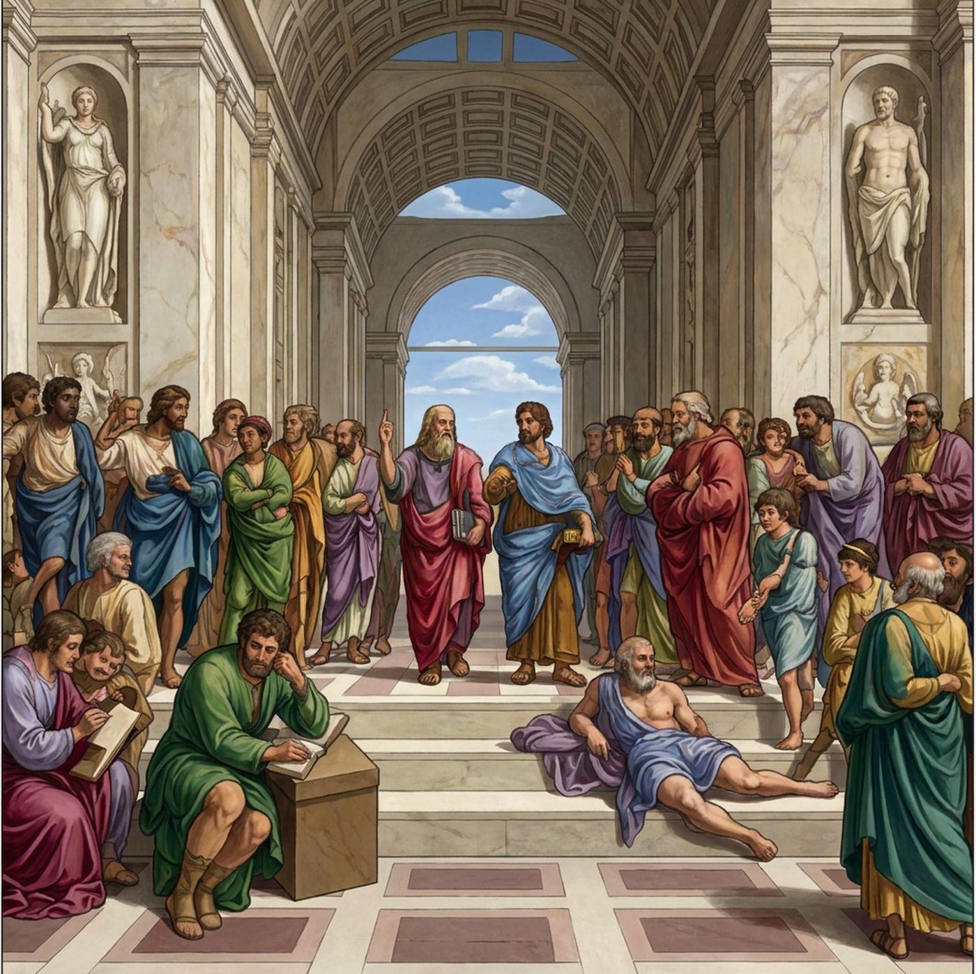 Full-colour reference for The School of Athens, c. 1510–1511 (after Raphael)