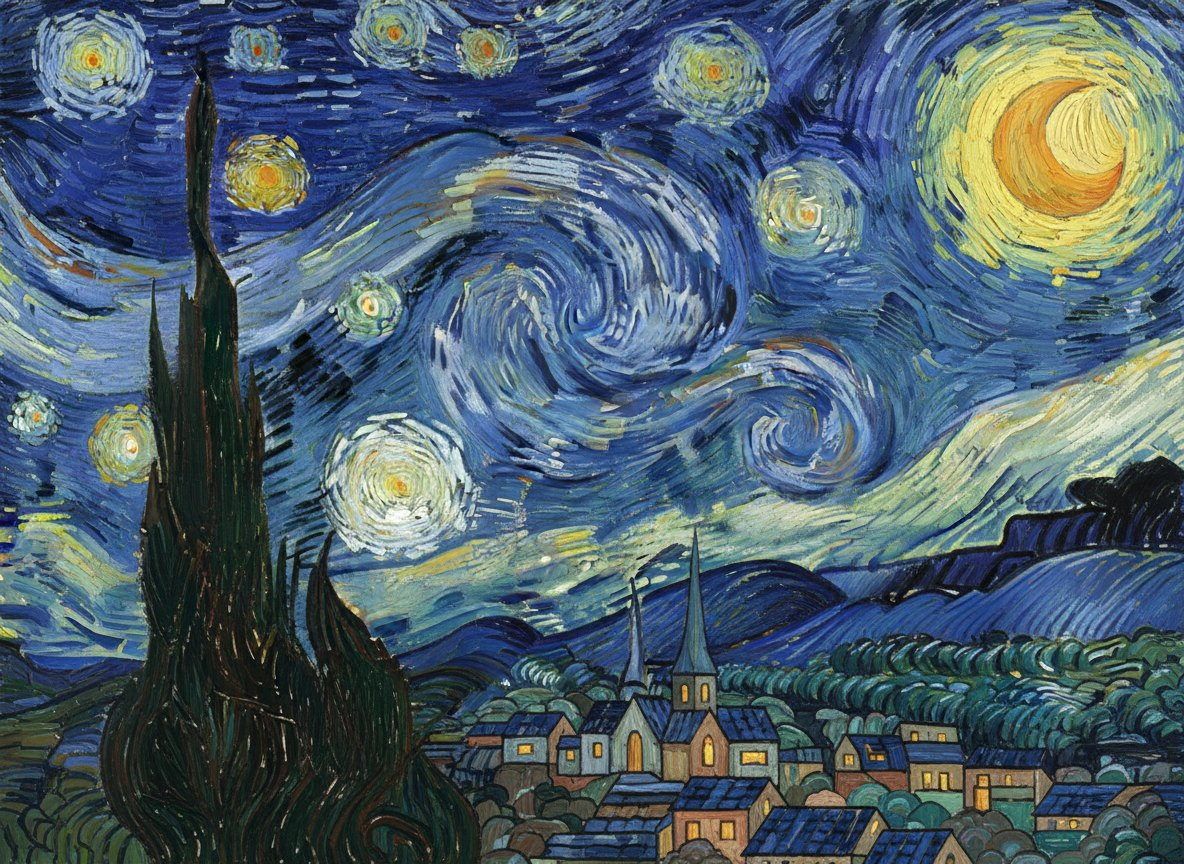 Full-colour reference for Starry Night (after van Gogh)