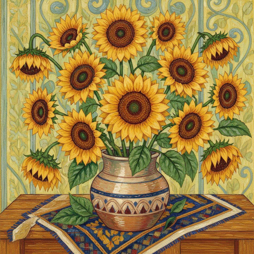 Full-colour reference for Sunflowers (after van Gogh)