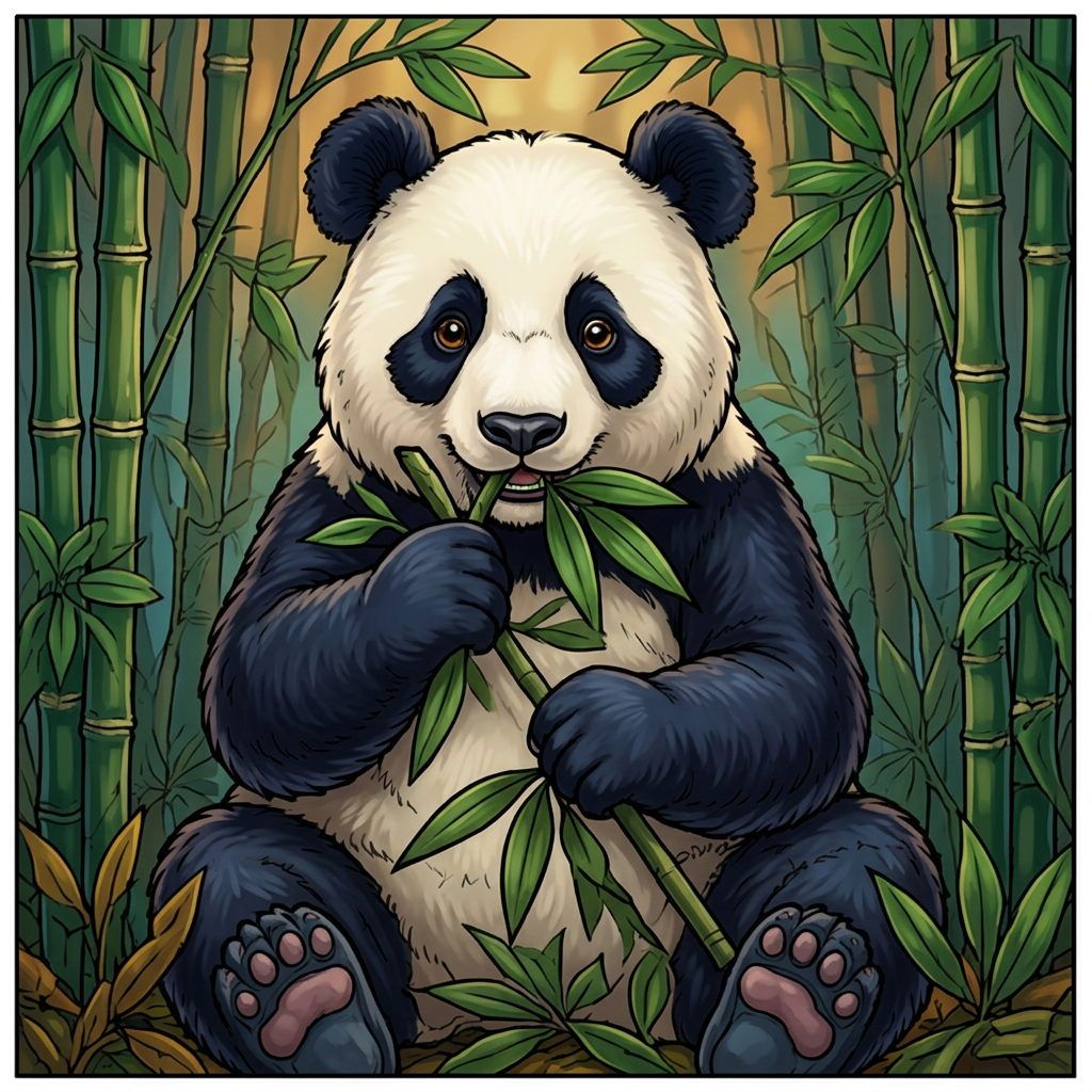 Full-colour reference for Panda in the Bamboo Grove