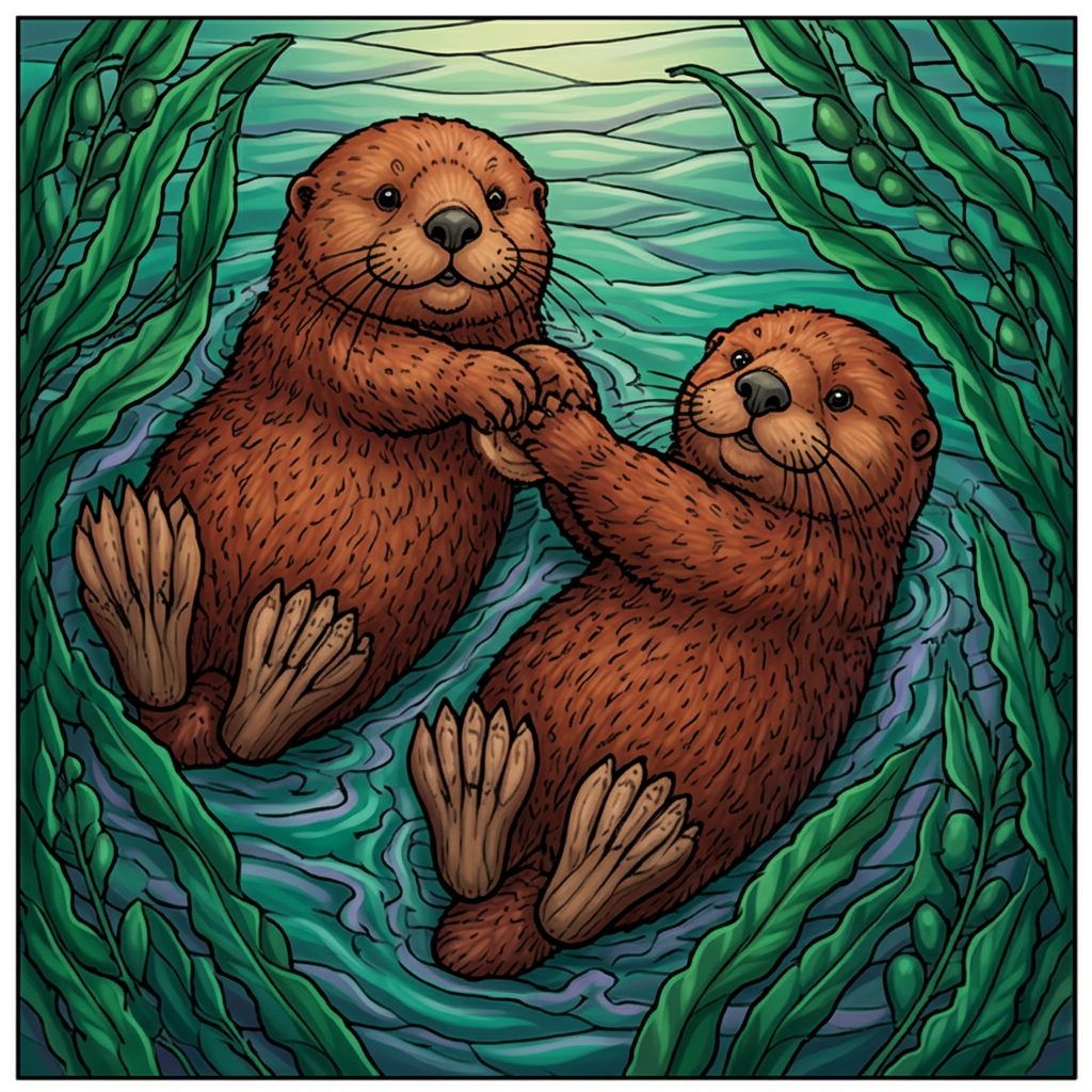 Full-colour reference for Sea Otters at Play