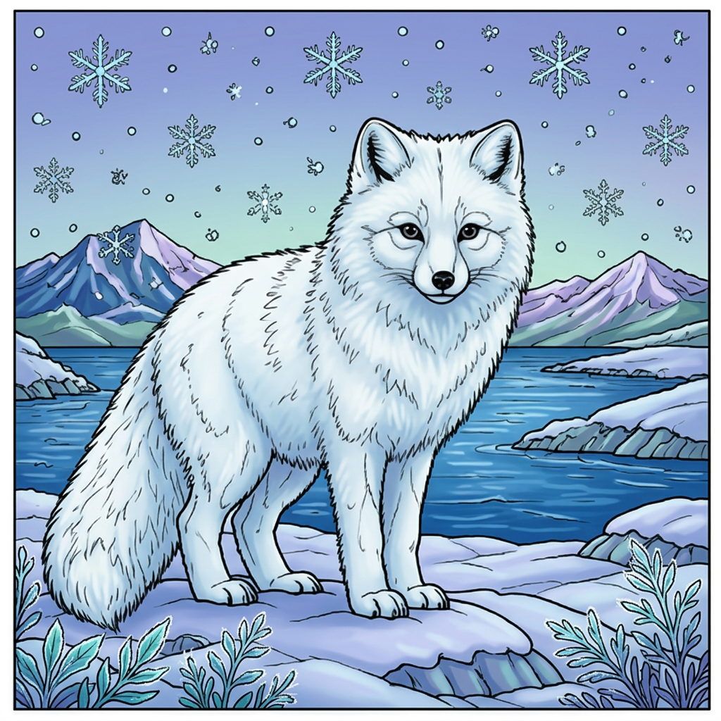 Full-colour reference for Arctic Fox in the Snow