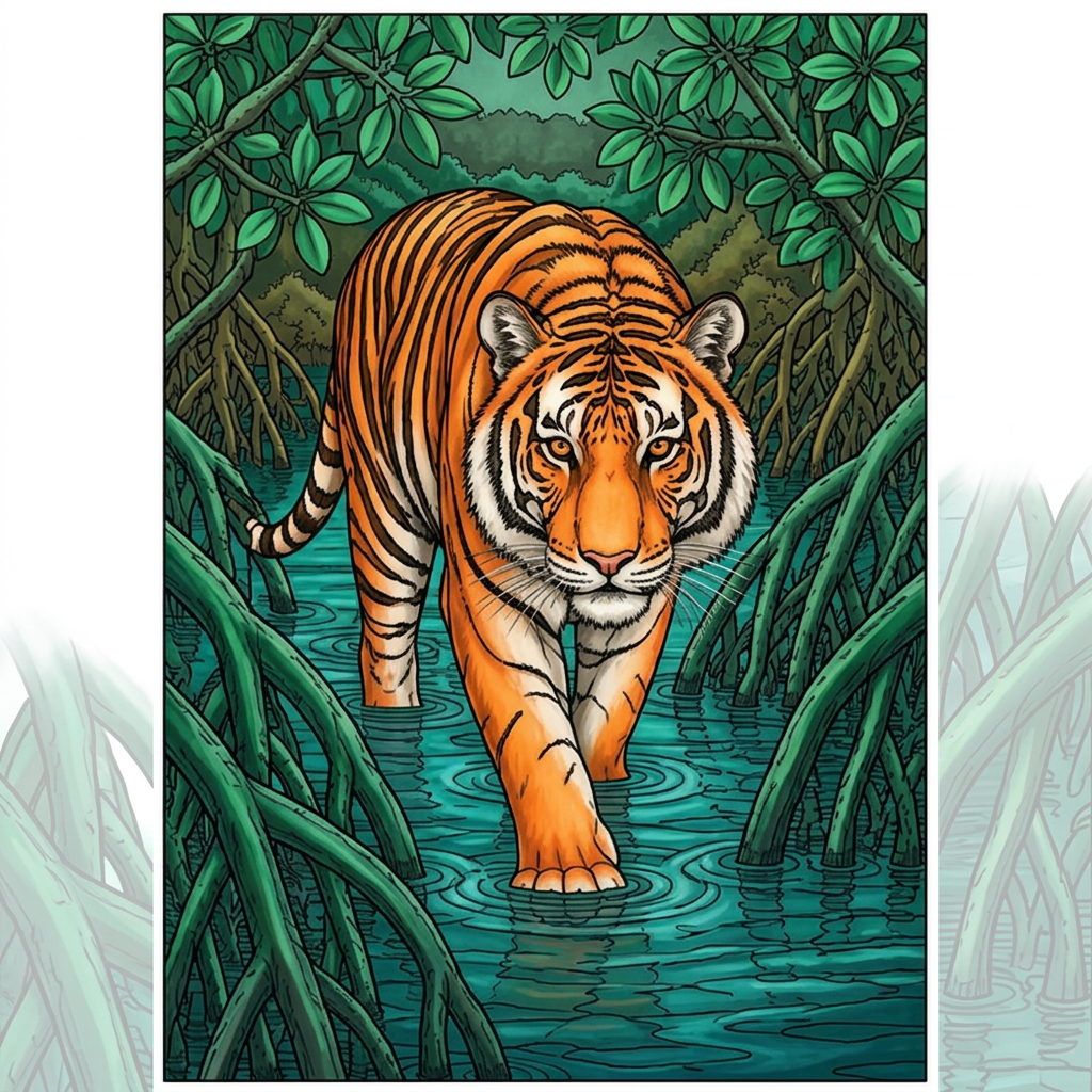 Full-colour reference for Bengal Tiger in the Mangroves