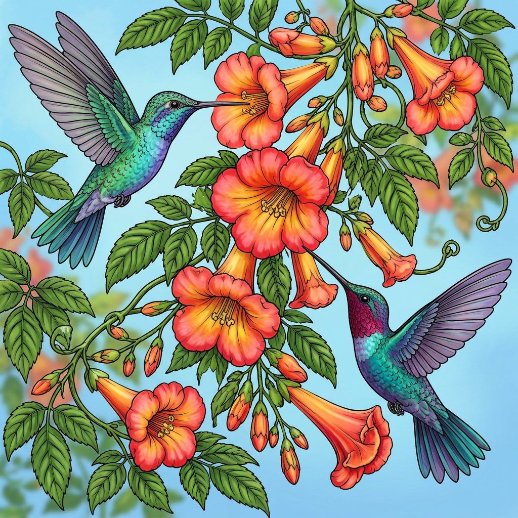 Full-colour reference for Trumpet Vine Hummingbirds