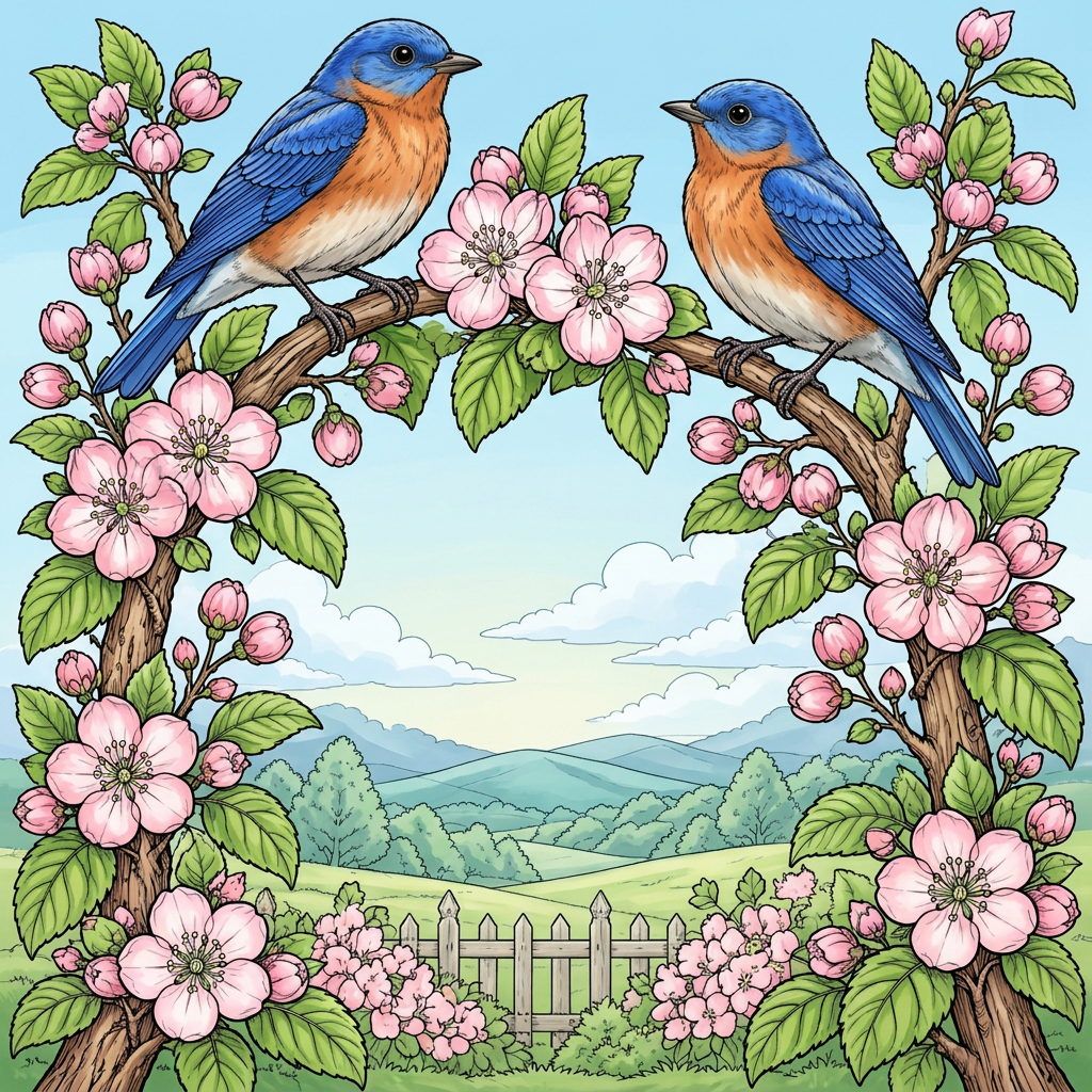 Full-colour reference for Bluebird Blossom Arch