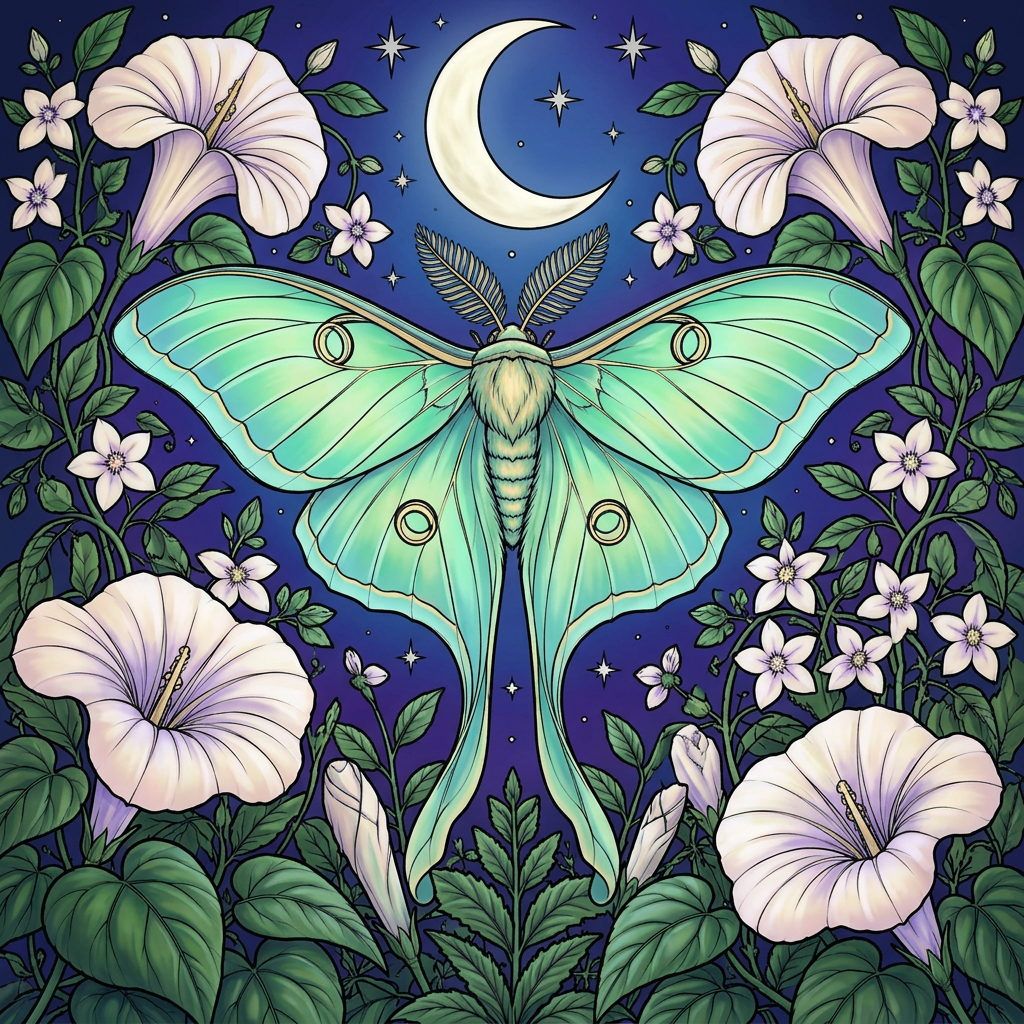 Full-colour reference for Luna Moth Moon Garden
