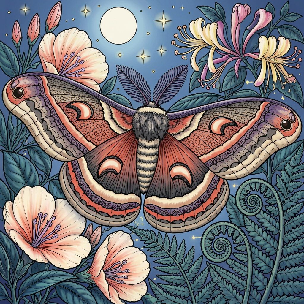 Full-colour reference for Cecropia Moth and Night Blooms