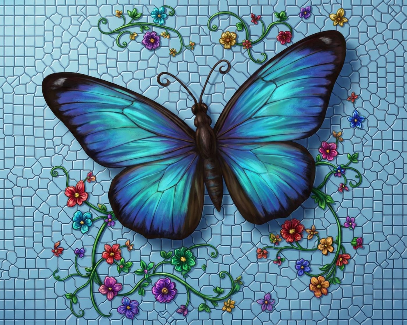 Full-colour reference for Blue Morpho Bloom