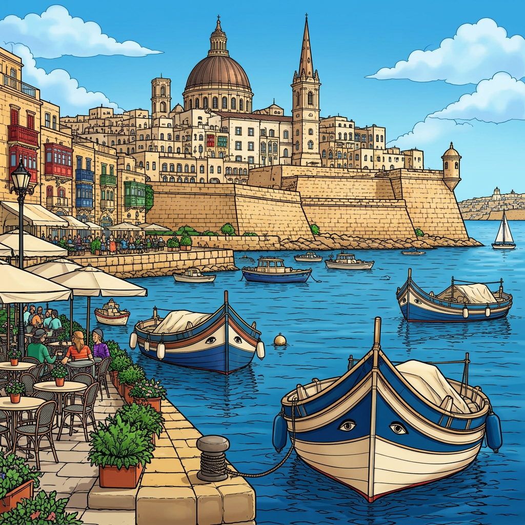 Full-colour reference for Valletta Grand Harbour