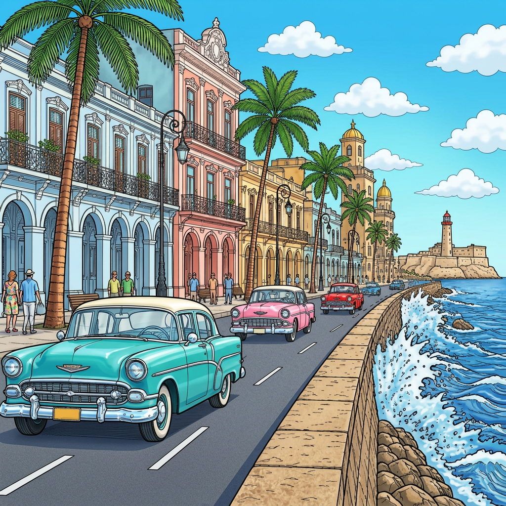 Full-colour reference for Havana Malecón
