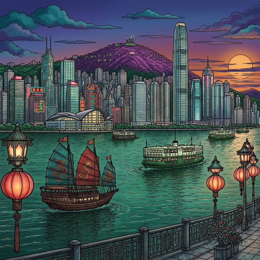 Full-colour reference for Hong Kong Harbor
