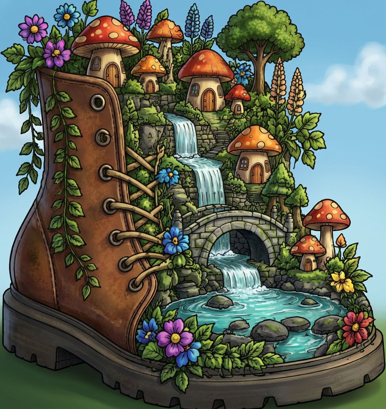 Full-colour reference for Garden Boot Village
